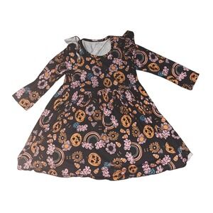 Unbranded Girls Halloween Pattern Long Sleeve Dress 4t